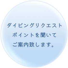 ダイビングリクエストポイントを聞いてご案内致します。